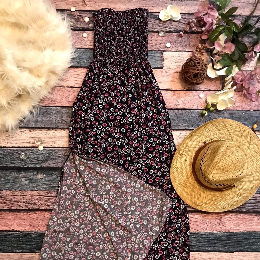 Abercrombie&Fitch Navy maxi dress, pink flowers M